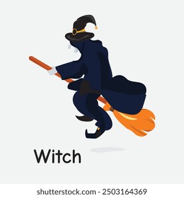 Witch Vector Illustration: Spooky Halloween Magical Figure