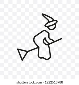 Witch vector linear icon isolated on transparent background, Witch transparency concept can be used for web and mobile