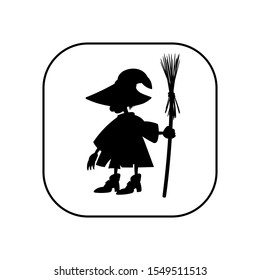 witch - vector logo icon for web. black on white. Minimalistic cartoon style.