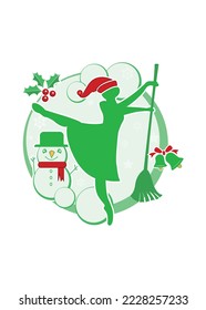 A Witch vector in merry christmas or happy new year theme isolated on a white Background