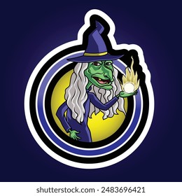 Witch vector with modern esport logo style