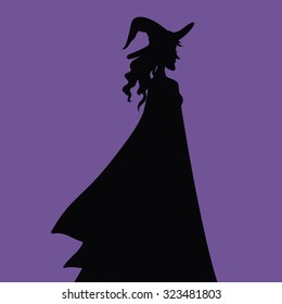 Witch vector silhouette Halloween Decoration