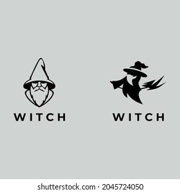 witch vector silhouette logo illustration Halloween.
