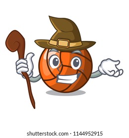 Witch volleyball mascot cartoon style