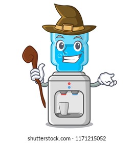 Witch water cooler with plastic bottle cartoon