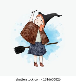 witch. watercolor illustration. special for halloween. vector. EPS 10