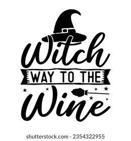 Witch Way To The wine, Halloween cita archivos de corte SVG Design