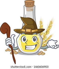 Witch wheat germ oil in a cartoon