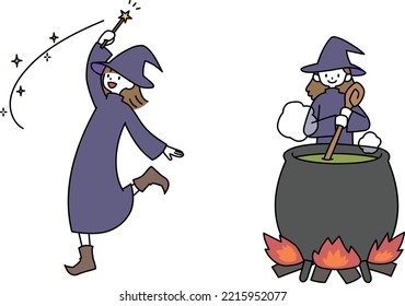 A witch who uses magic and a witch who mixes potions