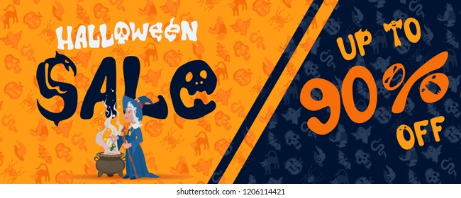 Witch Wicked Sale in the hypermarket print poster. stock vector image