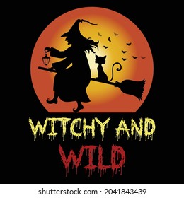 
witch and wild halloween t-shirt design