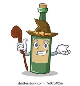 Witch wine bottle character cartoon