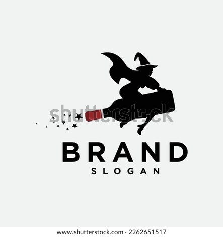 Witch Wine Bottle Logo design Label 