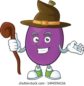 Witch winne fruit cute mascot cartoon style