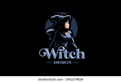 A witch in a witch's hat. Vector illustration.