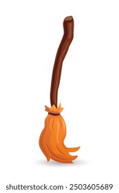 Witch or wizard broom on white background. Vector illustration.