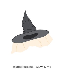 witch wizard hat cartoon. cap magician, fantasy object, sorcery black witch wizard hat sign. isolated symbol vector illustration