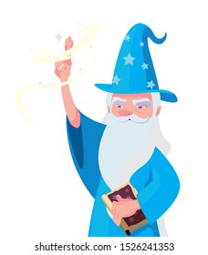 witch and wizard of tales characters vector illustration design