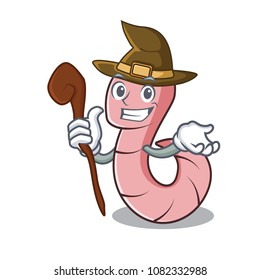 Witch worm mascot cartoon style