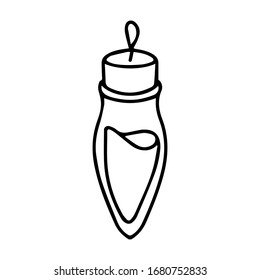 Witchcraft bottle outline. Witch glass bottle for elixir. Witchcraft vector illustration outline on white background isolated. Wicca bottle vector design minimalistic