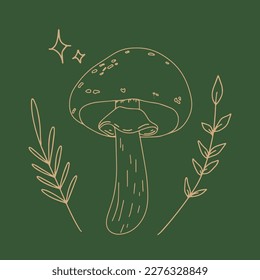 Witchcraft celestial mushrooms set, magical potion ingredients. Cartoon doodle style, woodland forest symbols. Vector and jpg printable image, unique boho clipart illustration, editable isolated
