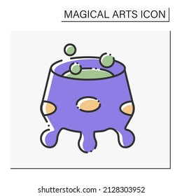 Witchcraft color icon.Brewing potion. Special magic drink. Magical arts concept. Isolated vector illustration