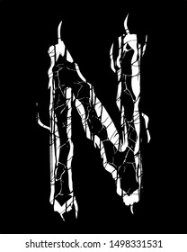 Witchcraft font.White letter on black background.
