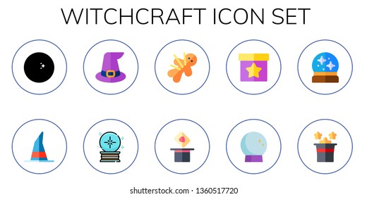 witchcraft icon set. 10 flat witchcraft icons.  Simple modern icons about  - crystal ball, witch, voodoo, magic, magic ball