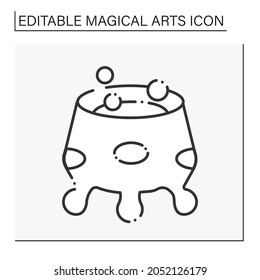 Witchcraft line icon.Brewing potion. Special magic drink. Magical arts concept. Isolated vector illustration. Editable stroke