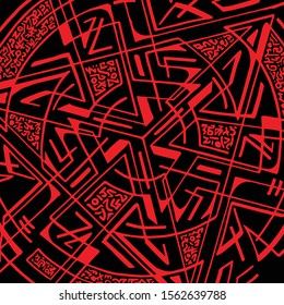 Witchcraft Magic alchemy texture. Red devil mystery sign, modern style pagan ritual satanic art. Vector illustration 