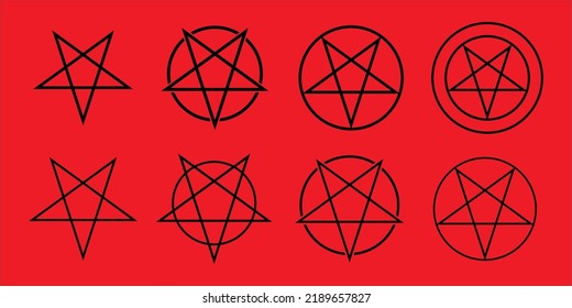 Witchcraft magic circle collection. pentagram and ritual circle. emblems and sigil occult symbols. devil sign vector