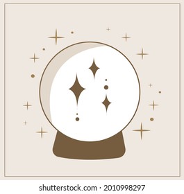Witchcraft, magic Fortune-telling Ball for witches,wizards.Vector vintage collection,boho style.Esoterics element for textile,cards,mystery books.Fortune Telling Ball,stars,astronomy occultism Vector