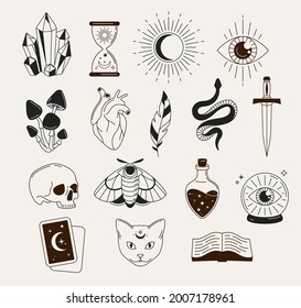 Witchcraft, Mystical, Astrological, Esoteric, Magic Objects, Icons, Elements And Symbols