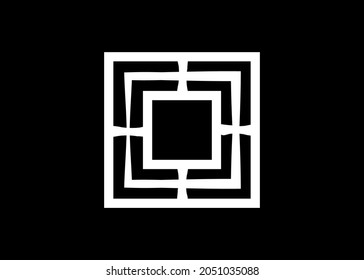 Witchcraft occult sign, Witch Mill Logo, enchantment magic white symbol, wiccan coven emblem. Wicca Pagan tattoo icon, magic talisman of square shape vector isolated on black background