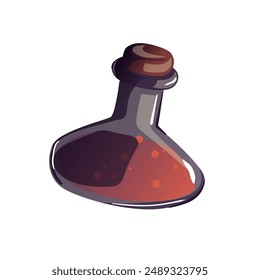Witchcraft potion bottle. boho mystical illustration. Bottle silhouette with magic elixir or poison. Occult vector symbol. Alchemy design element. Esoteric mystic poster.