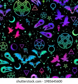 Witchcraft Seamless Pattern Different Magic Elements Stock Vector ...