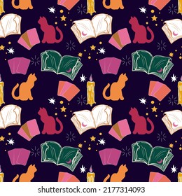 Witchcraft seamless pattern. Mystic, occult background. Trendy vector illustration.