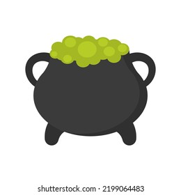 Símbolo de brujería. Cauldron con una poción para el diseño de Halloween al estilo de las caricaturas.