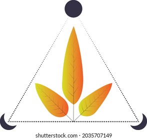 Witchcraft vector illustration - Moon and autumn leafs - for  design, print, web