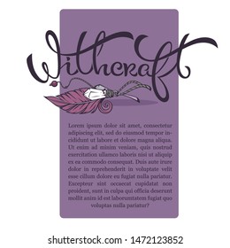 witchcraft and wizardry, vector artistic banner template for your text with lettering composition