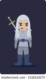 Witcher, illustration, vector on white background.