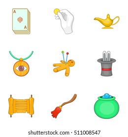 Witchery icons set. Cartoon illustration of 9 witchery vector icons for web