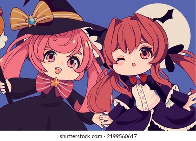 Witches Anime Chibi And Moon