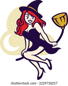 Witches aren't all old hags looking to do evil. This happy witch just wants to spread some magical love on her flying broom.