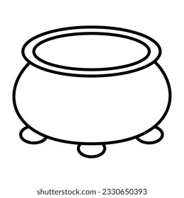 Witches black cauldron isolated on white background. Decorative element for Halloween. Vector illustration