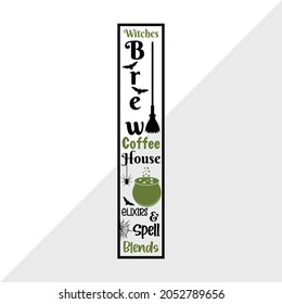 Witches Brew Coffee House, Holiday Printable Vector Illustration