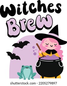 Witches Brew cute Halloween vector illustration