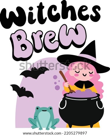 Witches Brew cute Halloween vector illustration