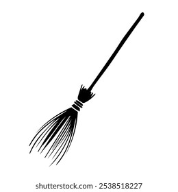 Witches broom black icon. Vector illustration isolated on white background
