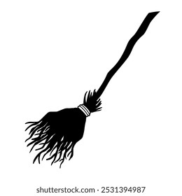 Witches broom  black silhouette vector illustration on white background.